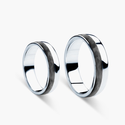 Obrączki ślubne: carbon, srebro, półokrągłe, 6 mm